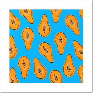 Papaya fruits pattern Posters and Art